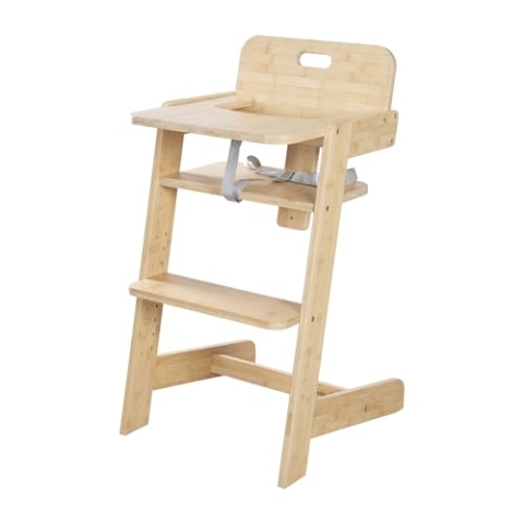 roba Babyhochstuhl Nature Up - Hochstuhl aus FSC-zertifiziertem Bambus Holz - Mitwachsend mit abnehmbarem Essbrett - 3-Punkt-Gurt - Bis 70 kg belastbar - Natur