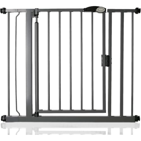 Safetots Druckmontage Selbstschließendes Treppengitter, 89.4cm - 96.4cm, Schiefergrau, Automatisch Schließendes Babygitter, Sicherheitsbarriere für Kleinkinder, Einfache Installation
