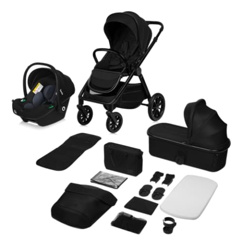 LIONELO LAYLA 3 in 1 Kombikinderwagen Kinderwagen 0-48 Monate bis 22 kg, Babywanne bis 9 kg, Autositz bis 13 kg, AiryDots, 360° Schwenkbare PU-Räder, Vollständige Federung, XXL Verdeck Buggy