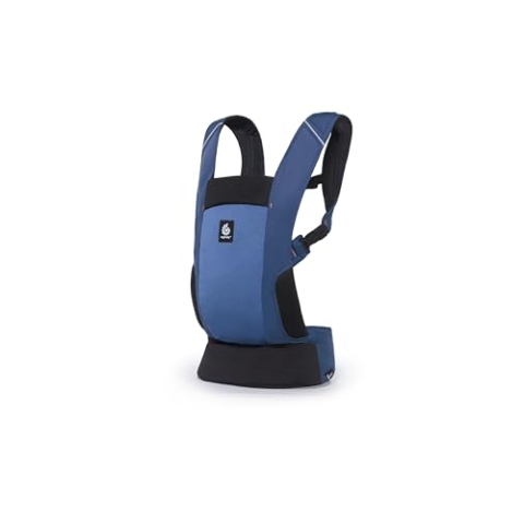 Ergobaby Away Babytrage, Reisetrage für Babys und Kleinkinder (5,4-15,9 kg), 2-Positionen Bauchtrage Rückentrage Baby Tragetasche, Midnight Blue