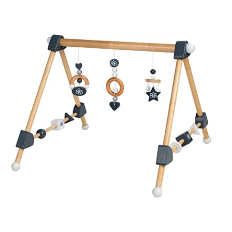 roba Baby Spielbogen aus Holz - Anhänger Set Rock Star Baby 3 - Activity Center ab 3 Monaten - Montessori Spielzeug - Holz natur / anthrazit, 1 Stück (1er Pack)