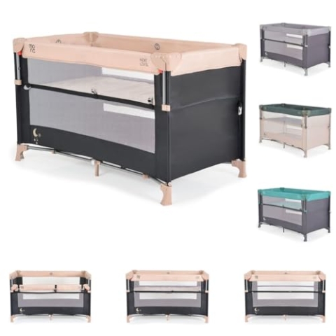 MONI Reisebett Next Level, 2 Ebenen, Matratze, Seite zum klappen, Beistellbett, Farbe:beige
