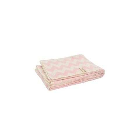 Little Naturals 516-522-00060 Gestrickte Decke, 100 X 150 cm, Chevron rosa/off white