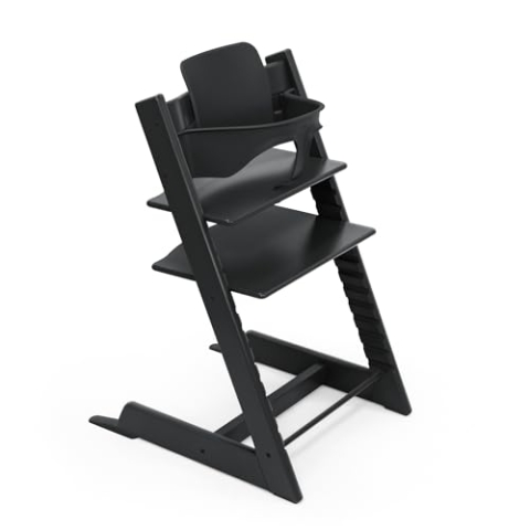 Stokke Tripp Trapp Hochstuhl, Black - Inklusive Stuhl + Baby Set2 für Kinder von 6-36 Monaten - Verstellbar, ergonomisch & leicht zu reinigen
