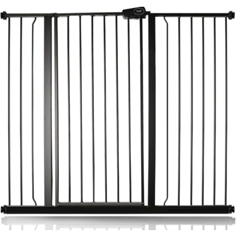 Bettacare Extra Hohes Sicherheitsgitter für Kinder und Hunde, 120.3cm - 127.9cm, Mattschwarz, Extra Hohes Babygitter von 104cm Höhe, Druckmontage-Sicherheitsgitter für Treppen