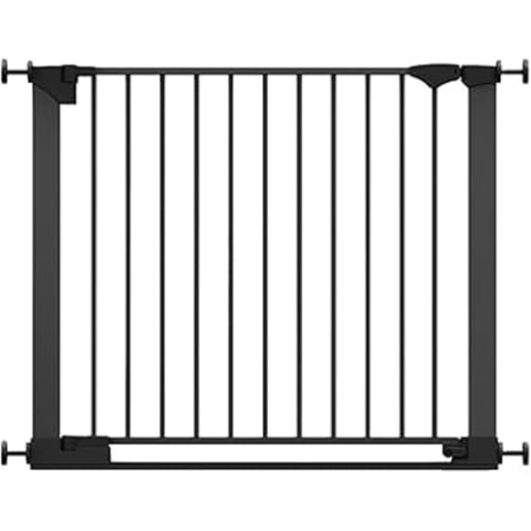Safetots Sicherheitsstuffen Treppenschutzgitter, Schwarz, 89cm - 96cm, Extra Niedrige Durchgangshöhe, 74cm Extra Breite Türöffnung, Einteiliges Extra Breites Gitter für Treppen, Baby und Kleinkind