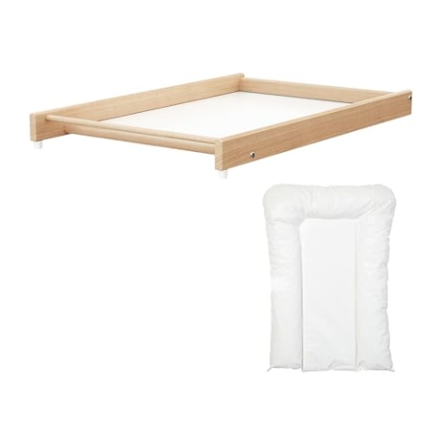 AT4 – Großer abnehmbarer Wickeltisch aus Holz ESSENTIEL mit Matratze. Lackierte Buche