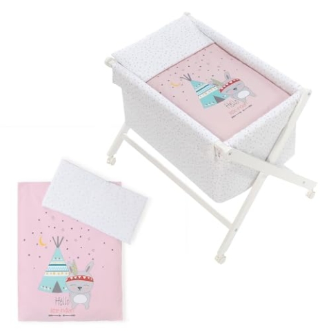 Interbaby 92082-02 Babybett Tipi Oso Rosa, weiß