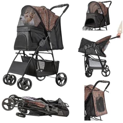 HIPET Hondenbuggy Senna Zwart & Luipaard