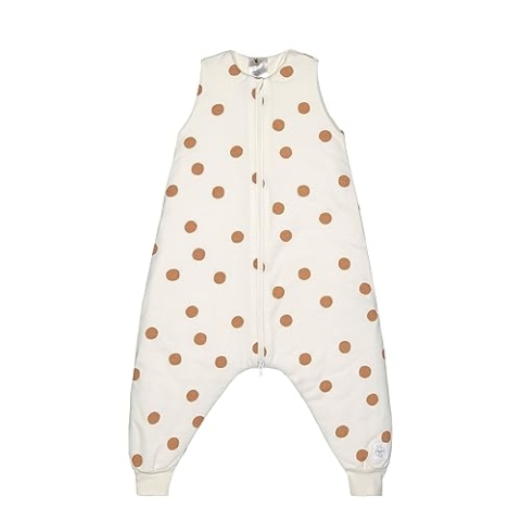 LÄSSIG Schlaf Jumpsuit Sleeping Jumper Baby Schlafsack 2022 (1-2 Jahr 80cm fit 86-92, Big Dots Milky)