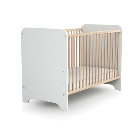 AT4 - Babybett CARROUSEL Holz Weiß und Buche Lackiert 60 x 120