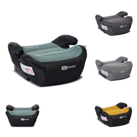 Lorelli Sitzerhöhung i-Size Matador (125-150cm) Kindersitz, Isofix, Armlehne, Farbe:grün