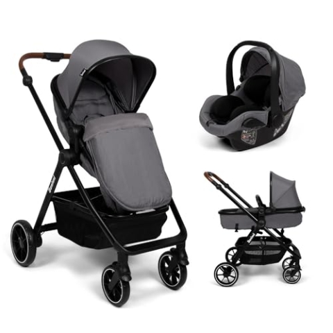 Baninni 3-in-1 Kinderwagen mit Multi-Stands und Autositz Adria, Grau