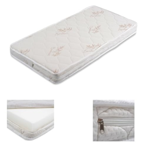 Moni Babybett Matratze Majesty 120 x 60 x 12 Bamboo abnehmbar antiallergisch, Farben:weiß
