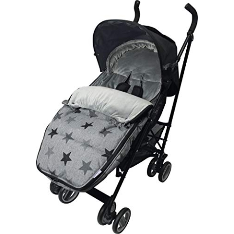 Original Dooky Footmuff Grey Stars Größe L für Buggys & Kinderwagen ab 9 Monate, 98 x 50 cm, winterfest, wasserdicht & winddicht, für 3- und 5-Punkt-Gurte, grau