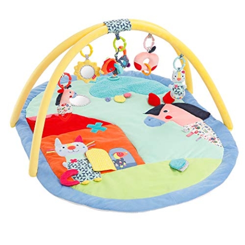 Fehn 3-D-Activity-Decke Spielbogen COLOR Friends – Baby Krabbeldecke mit 5 abnehmbaren Spielzeugen zum Greifen – Spieldecke für Babys und Kinder ab 0+ Monaten – Krabbelmatte als Geschenk zur Geburt