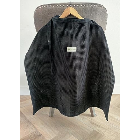 Moments Stilltuch Premium OEKO- TEX Atmungsaktiv Luxus Stillschürze Stillschürze Stilltuch Stilltuch Waffel (Schwarz)