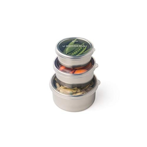 U Konserve - Runde Lebensmittelbehälter aus Edelstahl mit Silikondeckel - Clear - Trío Nesting