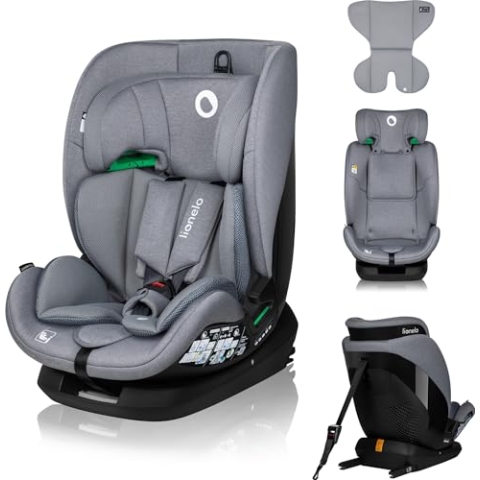 LIONELO LAVENDER I-SIZE Kinderautositz von 76 bis 150 cm konform mit R129 i-Size Standard, ISOFIX Montage in Fahrtrichtung und TT-Gurt, Kopfstützen- und Rückenlehnenverstellung Reduziereinsatz