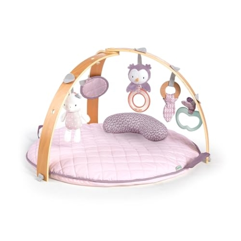 Ingenuity - 12421 Cozy Spot Calla Wendedecke mit Spielbogen aus Holz, abnehmbaren Spielzeugen, Stützkissen, extra weich und maschinenwaschbar, Rosa