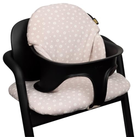 Ukje 3 Stück Kissen kompatibel mit CYBEX Lemo - Dickes - Atmungsaktives Baumwollgewebe 100% Oeko-Tex Baumwolle - Wasserdichtes Futter - Handgefertigt in EU (Pink daisy)