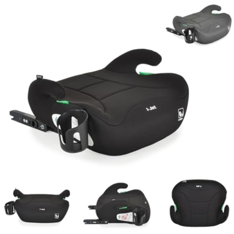 Moni Kindersitz, Sitzerhöhung i-Jet (125-150cm) Gruppe 3, Getränkehalter Isofix, Farben:schwarz