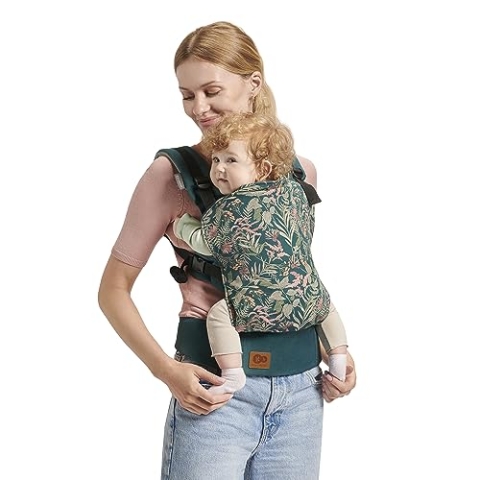 Kinderkraft MILO Babytrage ab 3 Monate bis 20 kg, Rückentrage, Bauchtrage für Säuglinge und Kleinkinder, Baby Carrier, Kindertrage, Ergonomisch, aus Baumwolle, Leichte Konstruktion, Nature Vibes