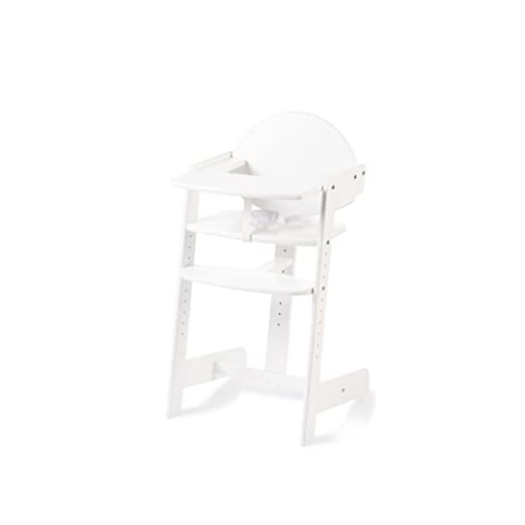 Geuther Hochstuhl FILOU UP Baby Hochstuhl mit Tisch Mitwachsender Babystuhl mit 3-Punkt Sicherheitsgurt Rückenteil & Fußtrittbrett Extra hohe Lehne für gesunde Sitzhaltung Weiß