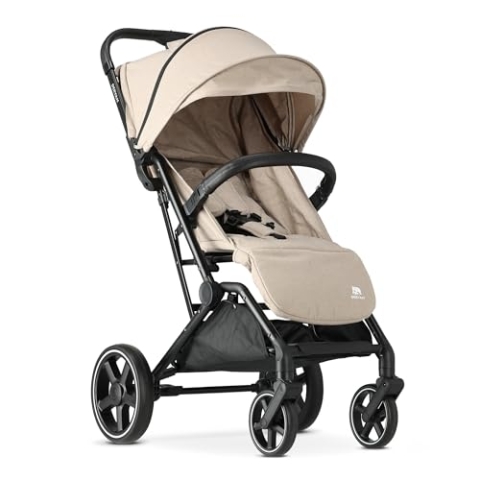Deryan XP XL Reise Buggy - für Kinder ab Geburt bis 25 kg mit Liegefunktion - XL Rader - Ultraleicht 7,5 kg - Einhändig Klein Zusammenklappbar, UPF 50+, Korb bis 3 kg (Nougat)