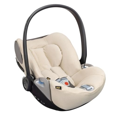 Ukje - Cybex Cloud Z Sommerbezug - Perfekte Passform - Handgefertigt in Europa - Dickes atmungsaktives Baumwollgewebe - Sommerbezug Cybex - Reduziert das Schwitzen und hygienisch… (Beige Waffel)