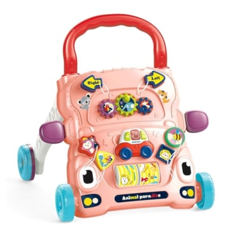 Chipolino FUNNY ANIMALS Pink: Deambulatore multifunzionale. 6+ mesi. Stimola l'andatura, l'equilibrio e la coordinazione. Luci, suoni e giocattoli colorati. 2 batterie AAA (non incluse). Conforme allo