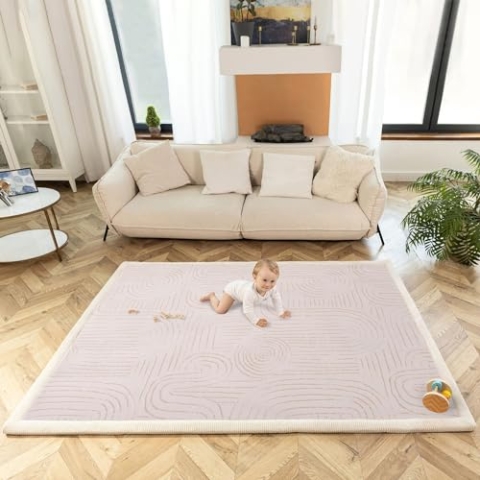 Wolkenweiche Spielmatte Baby 200x150x2,5cm – Kinderzimmer Teppich mit hochwertigem Memory-Schaum – Krabbelmatte Baby mit Rutschfester Unterseite – Krabbeldecke, Kinderteppich, Tatami Matte