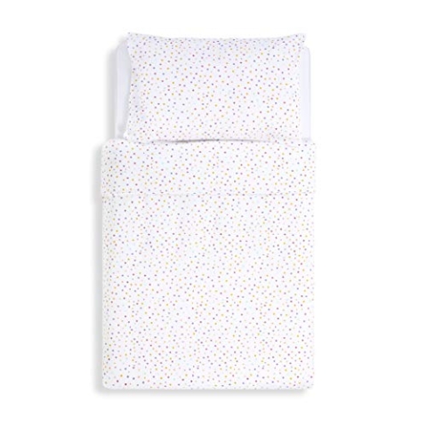 Snüz Baby Bettwäsche Set, Kinderbettwäsche 100 x 120 cm & 40 x 60 cm - Mehrfarbiges Tupfen-Design, Bettwäsche Kleinkind, Atmungsaktive Jersey-Baumwolle, Langlebig, Passend zur SnüzKot-Bettdecke