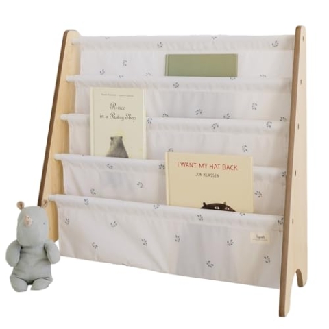 3 Sprouts Kinder Bücherregal aus Holz – Montessori Regal für Kinderzimmer - Heidelbeere Elfenbein