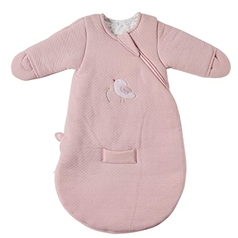 Nattou Babyschlafsack für Herbst und Winter aus Baumwolle, Mit Fäustlingen, TOG 2.5, Ca. 60 cm, 0 - 3 Monate, Alice und Pomme, Rosa