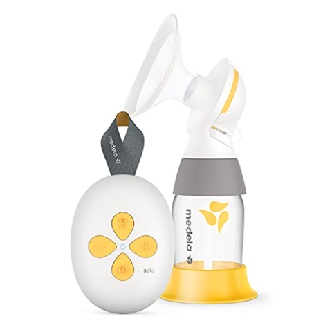 Medela Solo Elektrische Milchpumpe, spürbar leiser, wiederaufladbar über USB, mit PersonalFit Flex Trichter und 2-Phasen-Extraktionstechnologie: Medela
