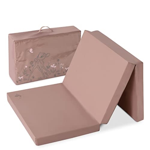 hauck Disney Faltmatratze für Kinderreisebetten mit Tragetasche 120x60x5 cm, Zusammenklappbar, Kompatibel mit Dream N Play Plus, Sleep N Play Go Plus, Play N Relax Center (Sleeper, Bambi Rose)