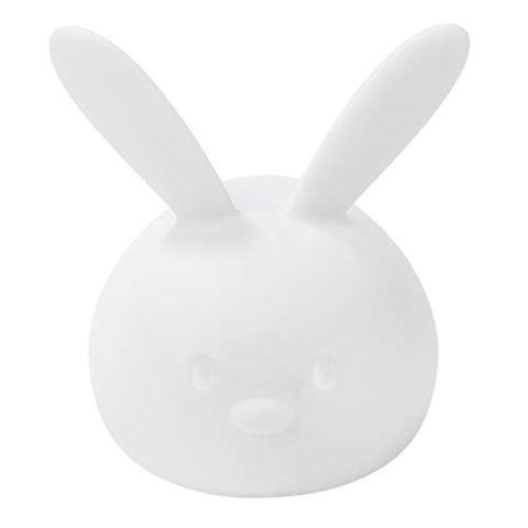 Nattou LED-Nachtlicht Hase aus Silikon, Sprachaktivierung, 7 Farben, BPA-frei, 13.5 x 10.5 x 15 cm, Silicon, Weiß