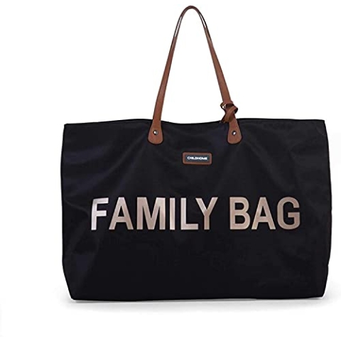 Childhome, Family Bag, Wickeltasche, Reisetasche/Wochenendtasche, Großes Fassungsvermögen, inkl. abnehmbarer Tasche, Schwarz/Gold