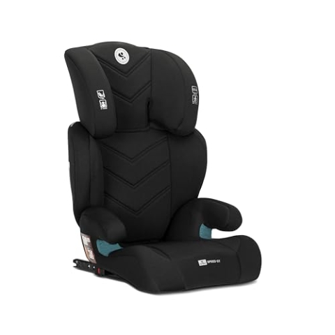 Lorelli Auto Kindersitz GT Speed mit Isofix, i-Size 100-150 cm, Mitwachsender Autositz für Kinder, Babysitz, Autokindersitz, Verstellbare Kopfstütze, Schwarz