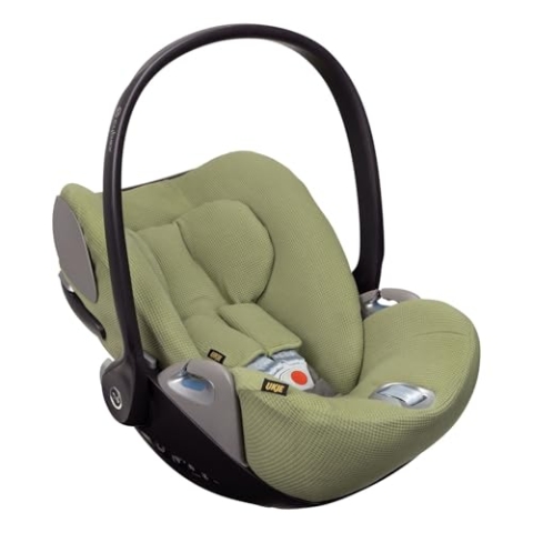 Ukje Bezug Kompatibel mit Cybex Cloud Z, Z2 & T i-size Autositz - Kindersitzbezug - Babyschale-Einlage – Neugeborenen-Stuhlbezug – Schutzhülle aus Baumwolle (Groen Wafel)