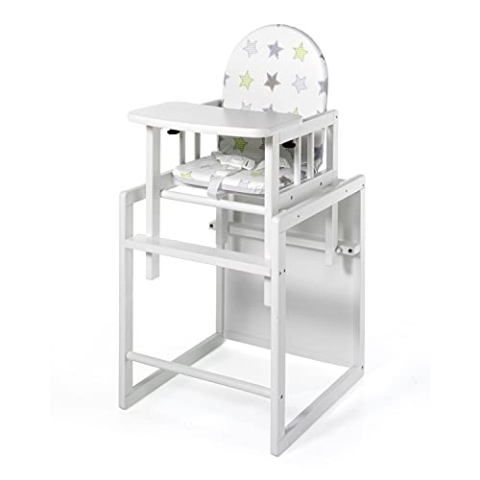 Geuther Hochstuhl NICO Baby Hochstuhl mit Tisch Babystuhl mit 3-Punkt Sicherheitsgurt Rückenteil Fußtrittbrett & gepolsterte Sitzfläche schadstofffreies Kinderzimmerzubehör Weiß
