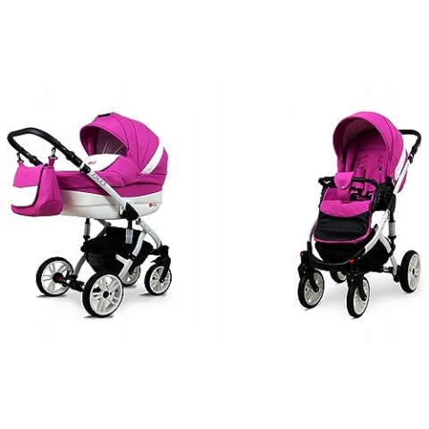 BabyLux® Bambimo Kinderwagen Set 2 in 1 - Lilly - incl. Babywanne, Buggy Sportsitz - Kinderwagenset - Kombikinderwagen mit Wickeltasche, Regenschutz, Moskitonetz, Cupholder usw.