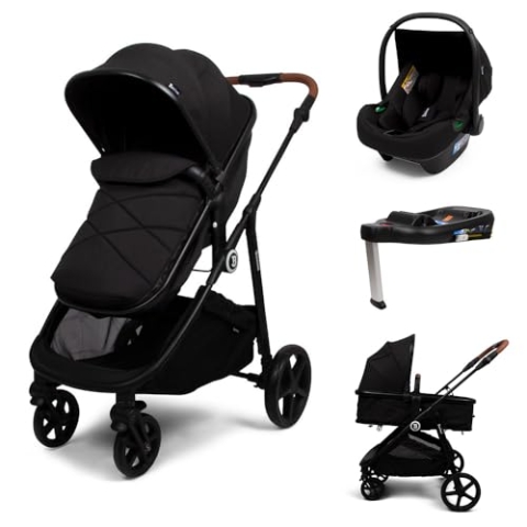 Baninni 4-in-1 Kinderwagen mit Multi-Stands mit Autositz und Basis Nelia, Schwarz