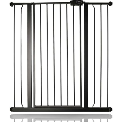 Bettacare Extra Hohes Sicherheitsgitter für Kinder und Hunde, 94.3cm - 101.9cm, Mattschwarz, Extra Hohes Babygitter von 104cm Höhe, Druckmontage-Sicherheitsgitter für Treppen
