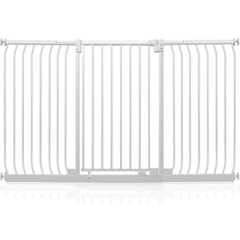 Safetots Extra Hohes Elite Sicherheitsschutzgitter, 179cm - 188cm, Matt Weiß, Extra hohe 96.8cm Höhe, Treppenschutzgitter mit Druckmontage, Sicherheitsbarriere, Einfache Installation