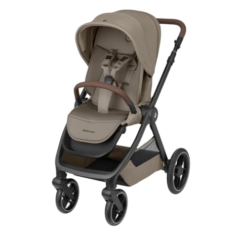 Maxi-Cosi Oxford Baby Kinderwagen, 0–4 Jahre, 0–22 kg, kompakt zusammenklappbar, Geräumiger Sitz, Sanfte Federung, 3 Liegepositionen, 10 kg großen Aufbewahrungskorb, Twillic Truffle