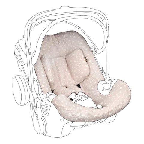 Ukje Bezug kompatibel mit Doona-Autositz-Kinderwagen – Kindersitzbezug – Baby-Autostuhlbezug – Kleinkind-Kinderwagen-Schutzeinlage –Neugeborenen-Autositz-Zubehör (Rosa Blumen)