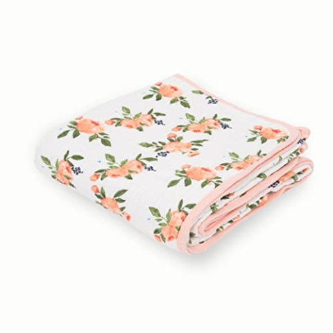 Little Unicorn | Cotton Muslin Quilt - Baumwoll-Musselin Steppdecke (Watercolour Roses)