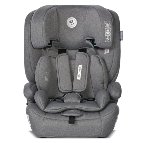 Lorelli Auto Kindersitz Colombo i-Size, mitwachsender Autositz für Kinder von 76-150 cm, Babysitz, Autokindersitz, Einstellbare Kopfstütze, 5-Punkt-Sicherheitsgurt, grau